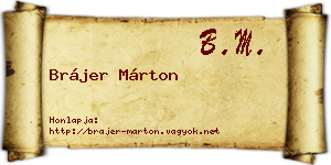 Brájer Márton névjegykártya